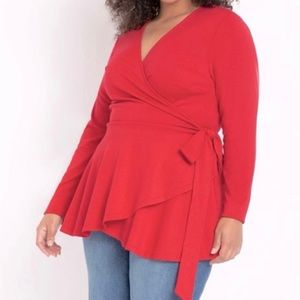 Eloquii Wrap Peplum Top Size 18